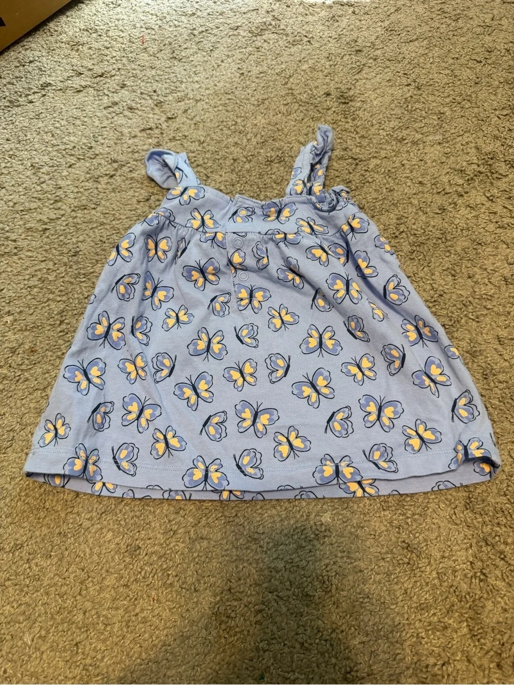 Carter's Light Blue Tank Top with Yellow & Navy Butterfly Print